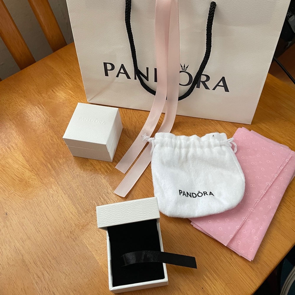 Pandora gift bag and two boxes